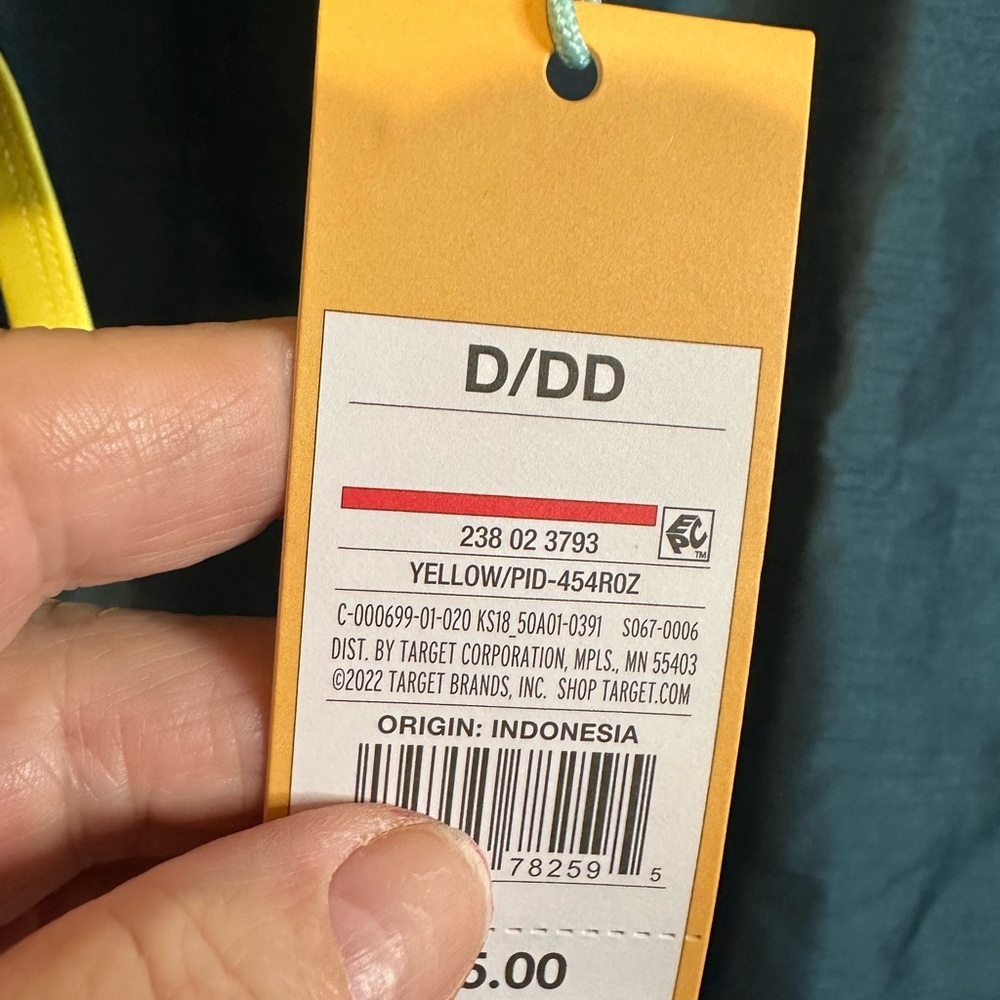 Kona Sol Yellow and Gray Striped Bikini Top. D/DD NWT - Picture 2 of 6